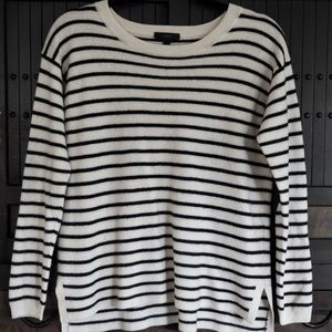 J. Crew Leather Elbow Patch Striped Sweater